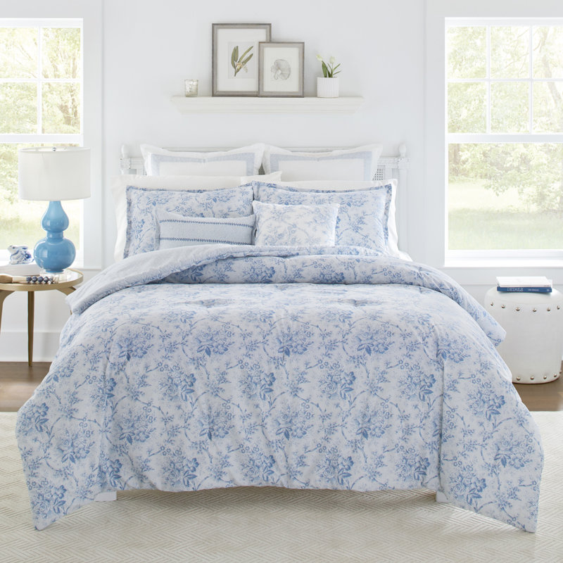 Ensemble d'édredon en coton Laura Ashley Nina, Édredon grand + 2 taies décoratives européennes