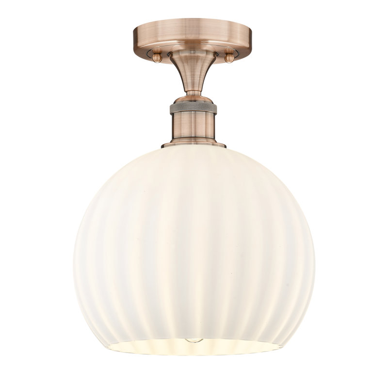 Edison - Adriao - 1 Light Semi-Flush Mount - Adriao Shade, 11.88" H x 10" W x 10" D, Antique Copper
