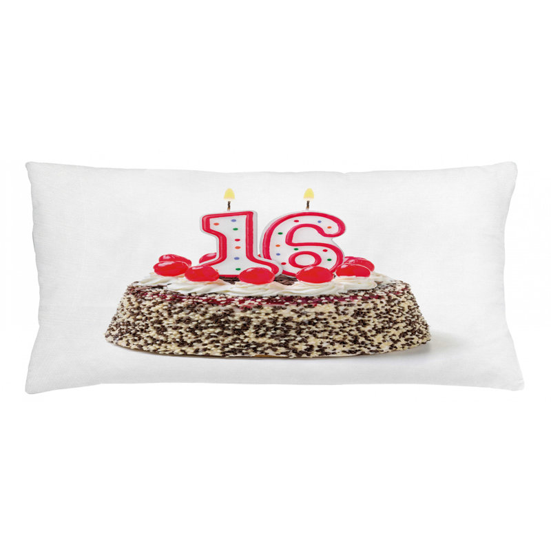Housse de coussin lombaire d’intérieur/d’extérieur seizième anniversaire, 16 po x 36 po