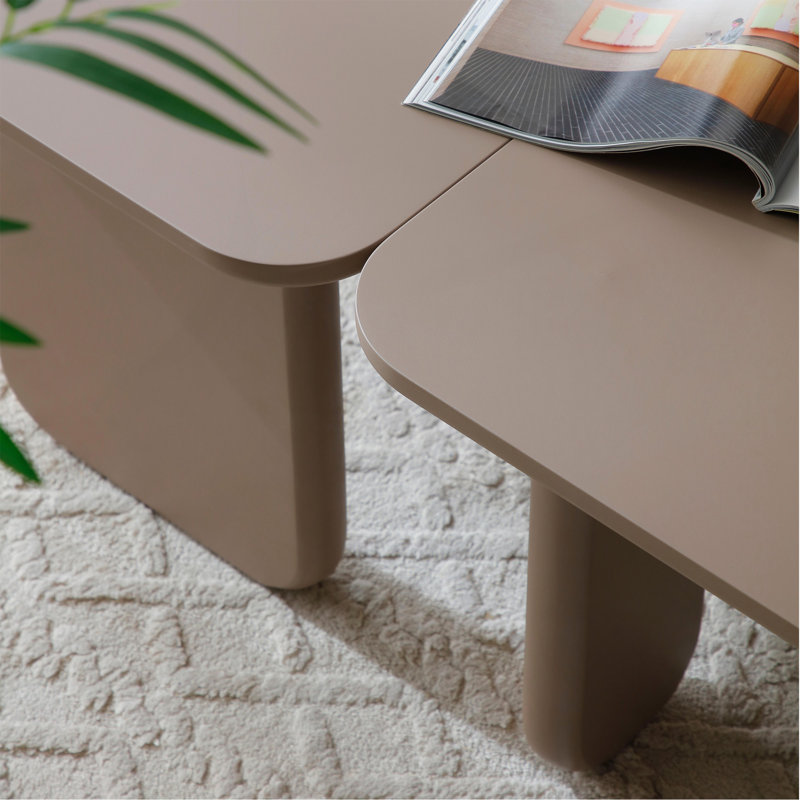 35.43" L-Shape Coffee Table, Khaki