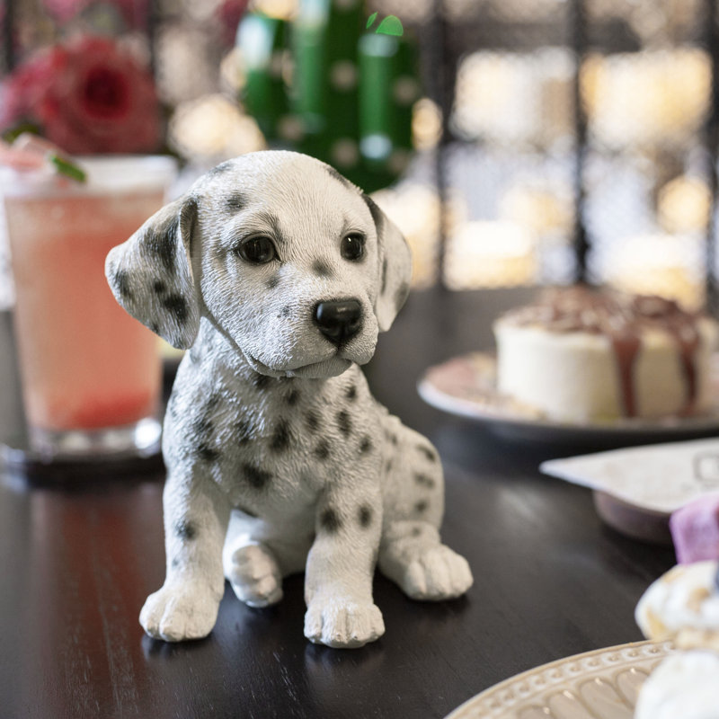 White Dalmation Decorative Puppy Figurine for Home & Garden Décor, Handpainted Polyresin Dog Statue, Realistic Design | Gift for Dog Lovers | Weather-Resistant Indoor/Outdoor Decor