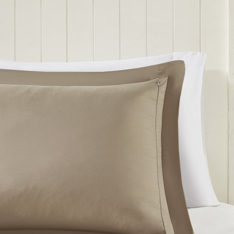 Full Brown and Sand Reversible Microfiber Down Alternative Comforter Set