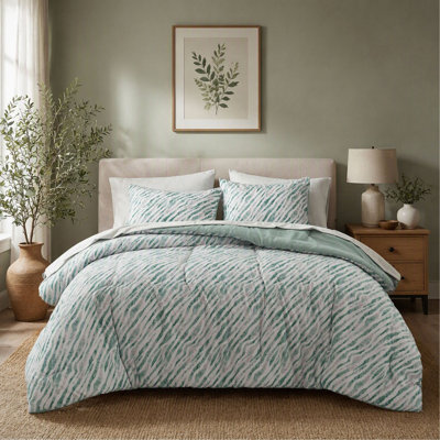 Ensemble d'édredon, 5 pièces avec ensemble de draps - vert - simple TG