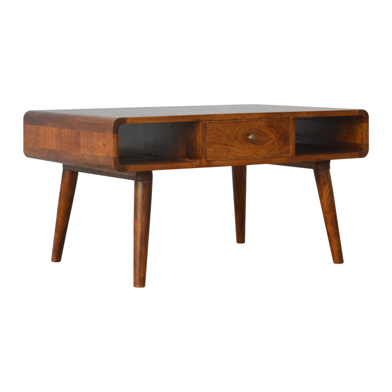 Table basse en bois massif avec rangement Cortazal