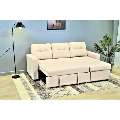 Canapé-lit modulaire en L beige Beige