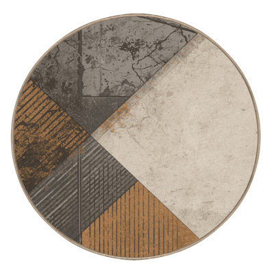 Tapis industriel doux et moelleux beige à motif abstrait Ealey