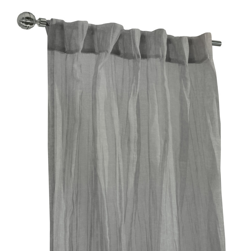 Sheer Curtain Single Panel, 52" W x 95" L, Gray