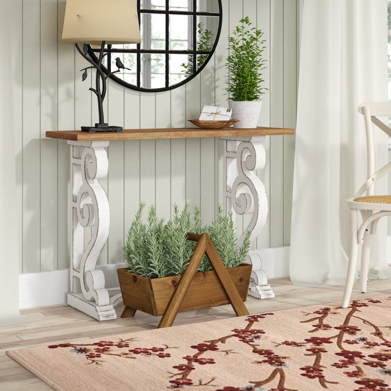 Console en bois massif Lauer, Brun