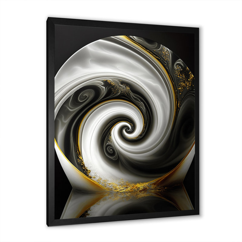 «Abstract Modern Swirl II», reproduction sur toile, H 32 po x l 24 po x P 1 po, Impression noire sur toile encadrée