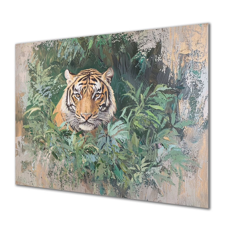 Tigre dans la jungle I - animaux, impression murale en métal, 30" H x 40" W