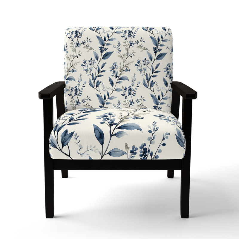 Chaise rembourrée en velours Country Farmhouse, Accoudoirs carrés noirs