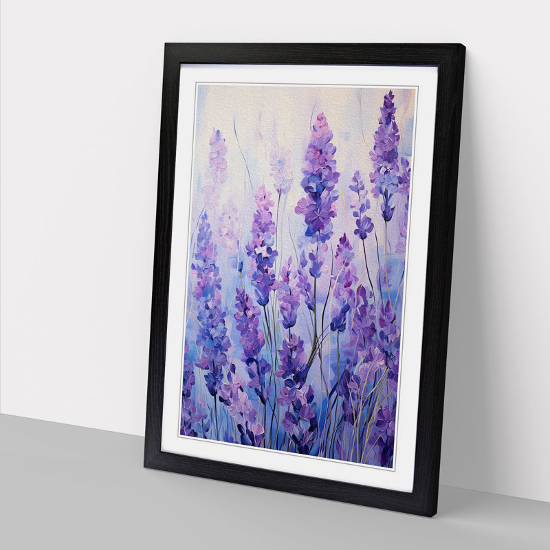 Lavender Flower Abstract - Framed Print, 64cm H x 46cm W x 2" D, Black Framed