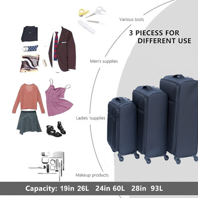 (20+24) Two-piece suitcase suitcase set Oxford trolley case without password lock universal wheel  GRAY