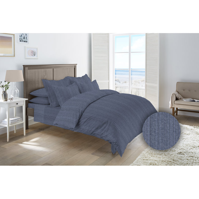 Flannel Duvet Cover, Blue, Queen Duvet Cover + 2 Shams