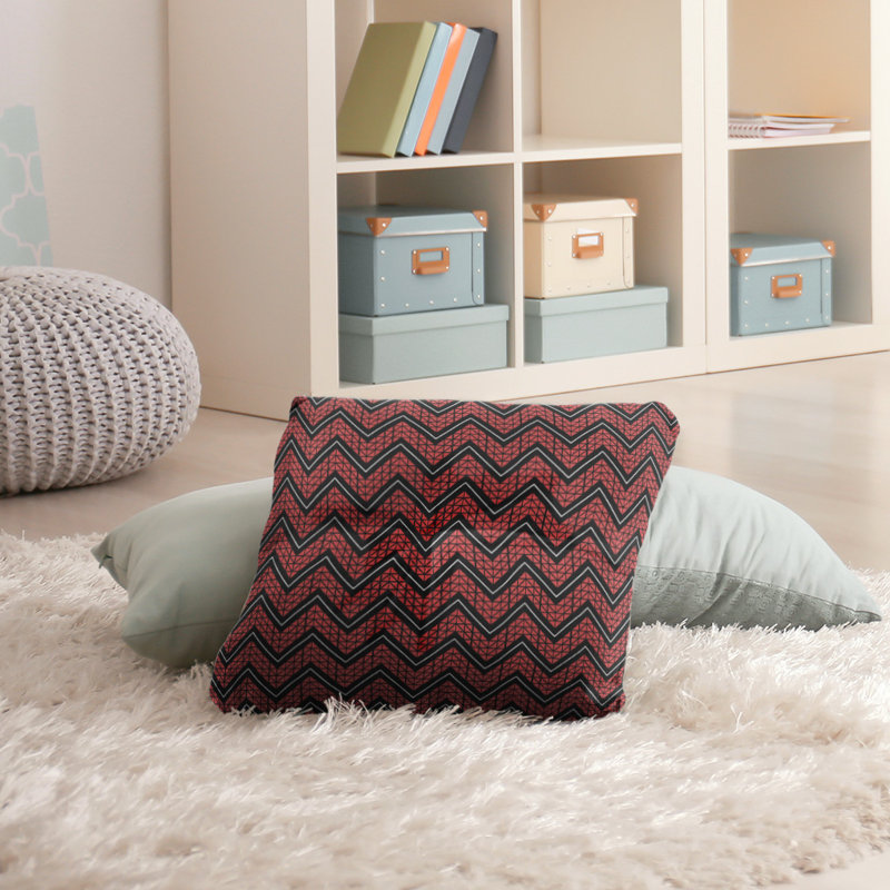 Coussin Rhonda Cheval, 30 po x 30 po, Rouge / noir