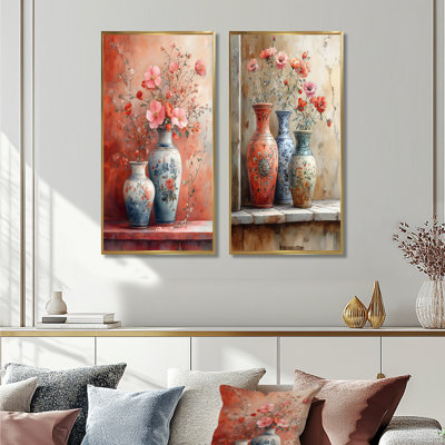 Ensemble de 2 vases en céramique rose I