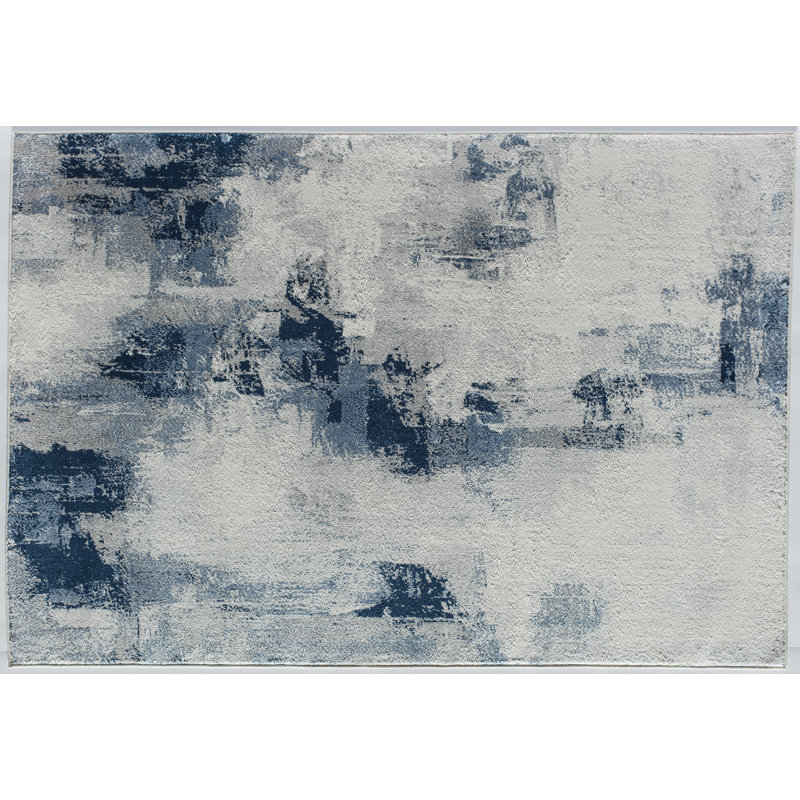 Fitz Gabriel Vintage Tonal Blue Area Rug, Rectangle 5'3" x 7'