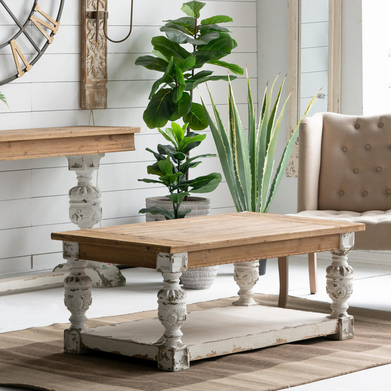 Table basse rectangulaire en bois 47 po x 27,5 po x 20 po, table basse champêtre