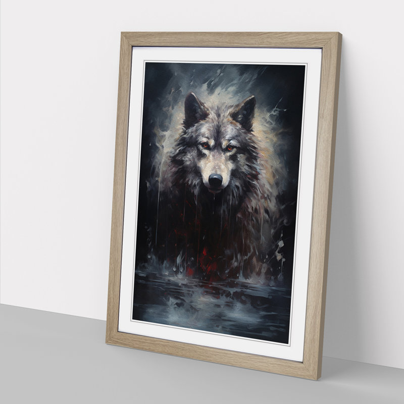 Wolf Contemporary No.3 Framed Print, 34cm H x 25cm W x 2cm D, Oak