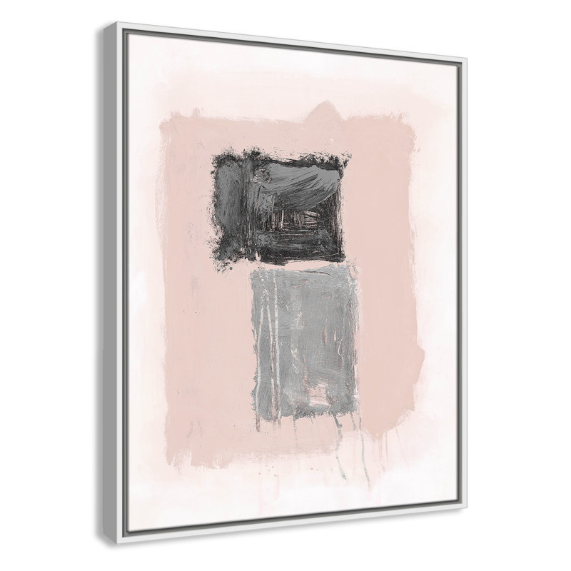 Rose Thomasin, noir et argent chatoyant II par , Cadre flottant blanc, H 29,5 po x l 23,5 po x P 2 po