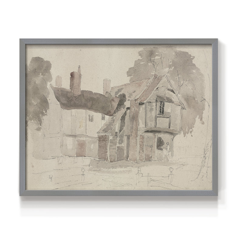 Croquis rétro - reproduction encadrée, Gris, H 22 po x l 28 po