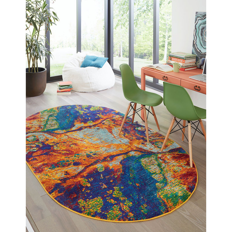 Malaija Abstract Indoor Rug, Rectangle 5'3" x 8'