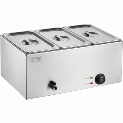 Commercial Electric Food Warmer 3-Pan Countertop Buffet 17.4QT Bain Marie