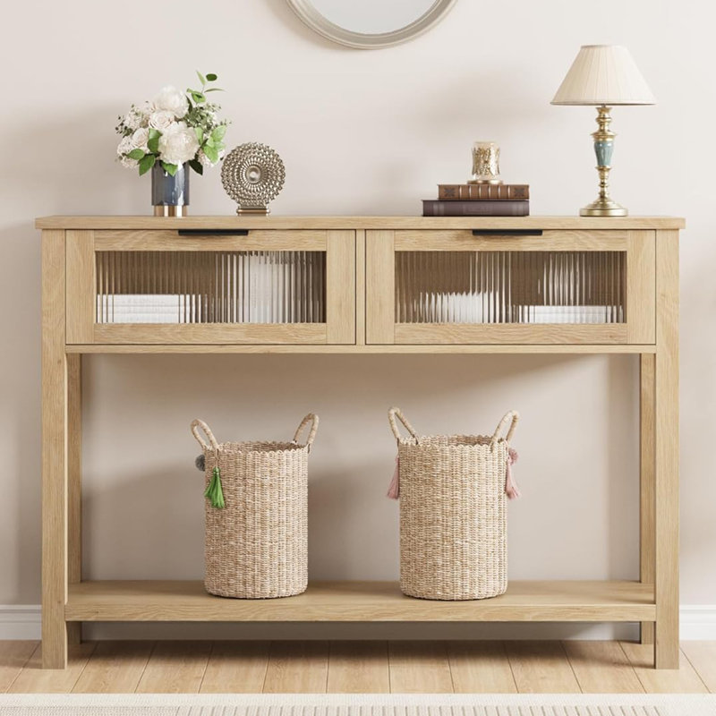 Davaya 43.3'' Console Table, Oak Wood