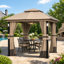 Louvre Steel Double Roof Soft Top Gazebo With LED Lighting And Bluetooth Speaker,Netting And Pravicy Curtains-1762043987-1762043996
