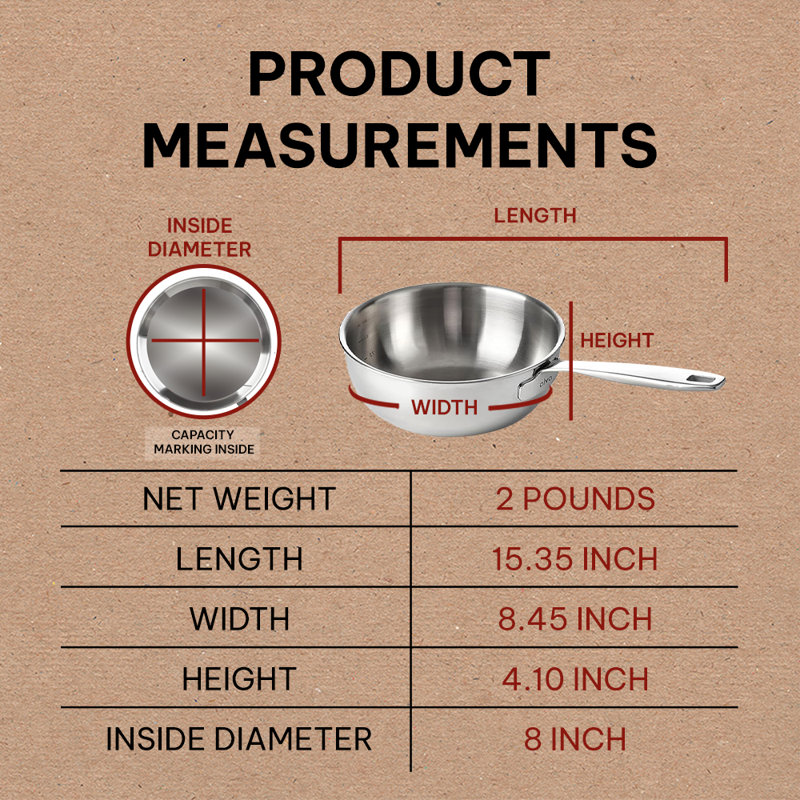 Alva Maestro 1.6 Qt Stainless Steel Non-Stick Saucier with Pour Spout