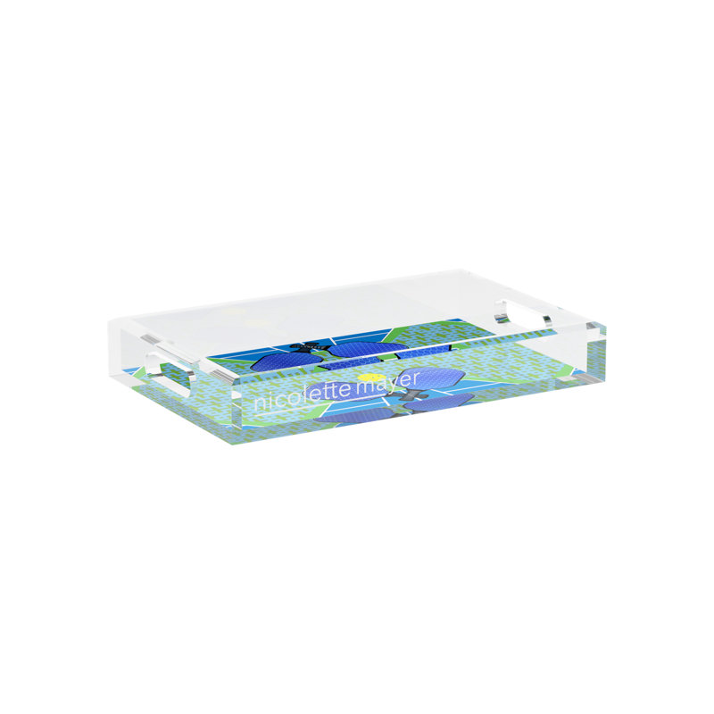 Abstract Decorative Tray, 2" H x 12.5" W x 7.75" D, Blue/Green