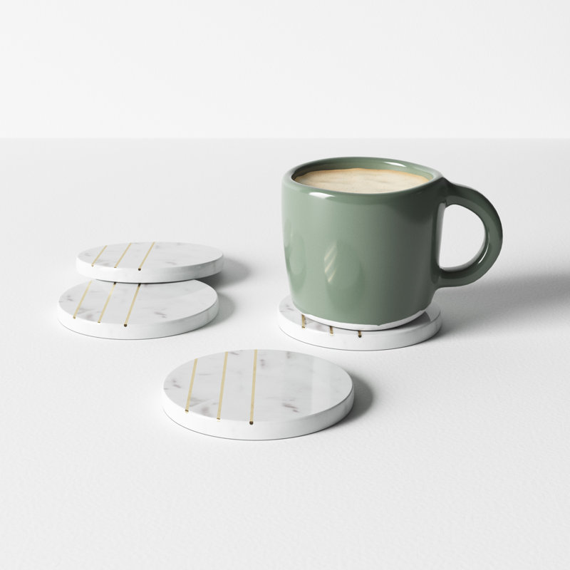 Marble Round 4 Piece Coaster Set
