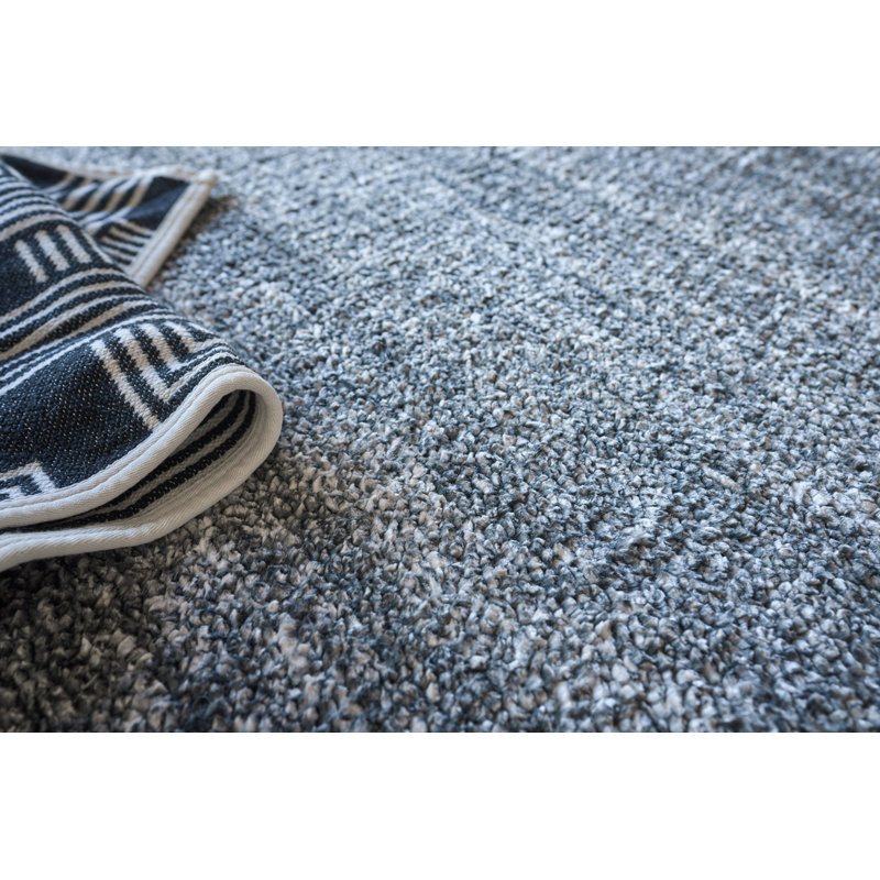 Rectangle Plush Solid Color Hand-Knotted Wool Area Rug in Charcoal, Rectangle 10' x 14'