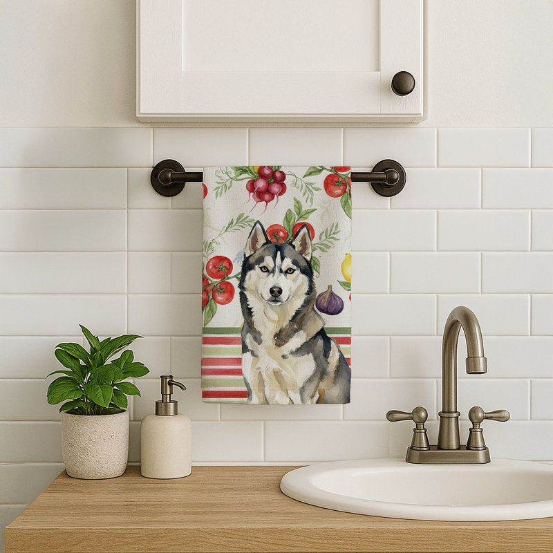 Agouti Siberian Husky Vegetables Kitchen Towel, Agouti Siberian Husky