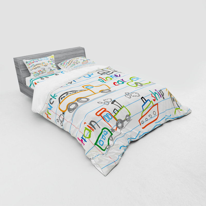Ensemble de housse de couette en microfibre vert / jaune / bleu, Housse de couette grand + 3 pièces supplémentair