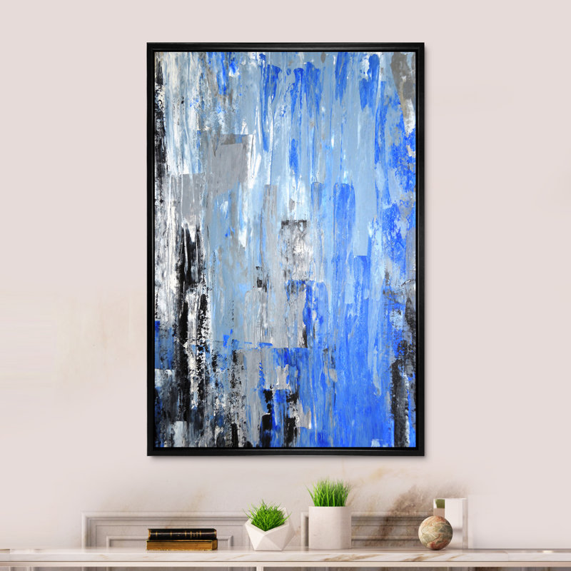 Art moderne gris et bleu II 2FL47745, Noir, H 20 po x l 12 po x P 1 po