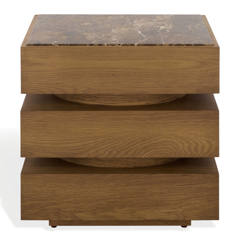 Table d'appoint en marbre Shayrina, Brun foncé / Noyer