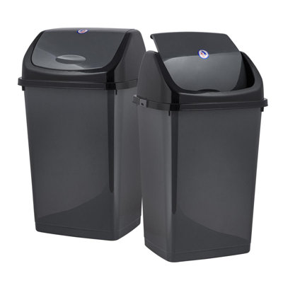 Superio poubelle de cuisine 13 gallons avec couvercle pivotant, grande poubelle en plastique pour l'extérieur et l'intérieur, grande poubelle de recyclage de 52 pte et corbeille pour la maison, le bureau, le garage, le patio, le restaurant (blanc fumée / gris, paquet de 2)