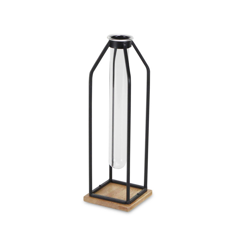 Maci Handmade Metal Decorative Bottle, Black, 10.75" H x 3.75" W x 3.75" D