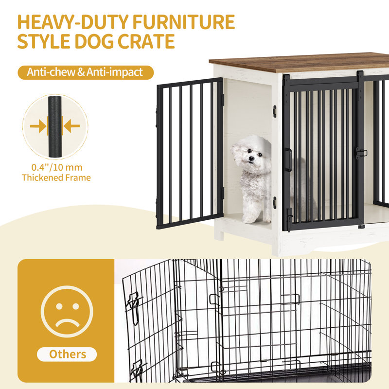 Cage pour chien Dawyne, Blanc / Brun, H 25,4 po x l 27,2 po x P 19,3 po