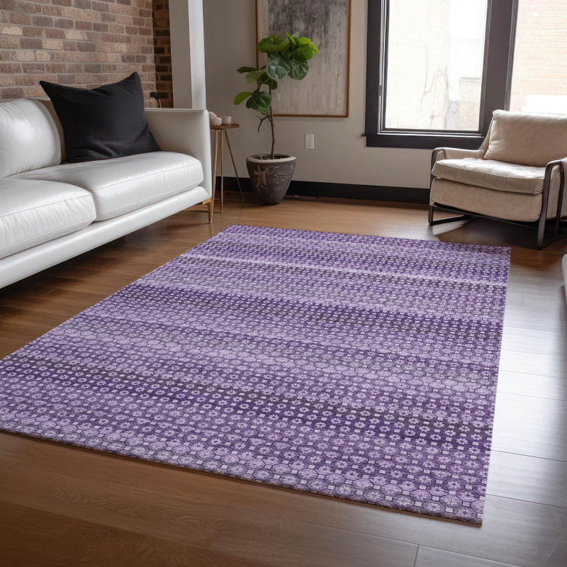 Machine Washable Indoor/Outdoor Christain ACN1423 Lavender Rug, Rectangle 5' x 7'6"