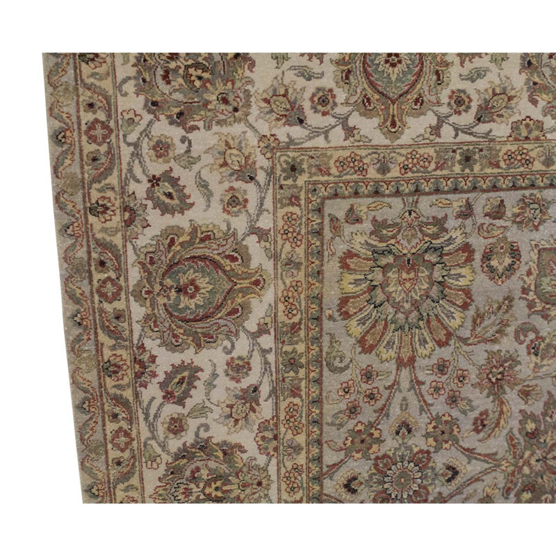 Tapis brun / ivoire / gris noué à la main