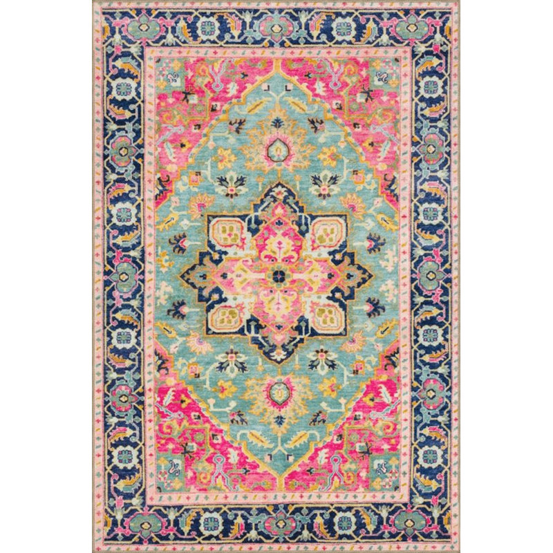 Tapis décoratif rose à motif traditionnel, Tapis de couloir 3 pi 4 po x 9 pi 11 po