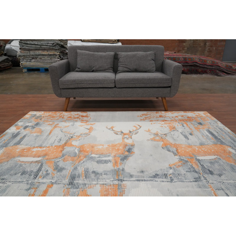 Tapis élégant avec motif de cerfs 5 x 8