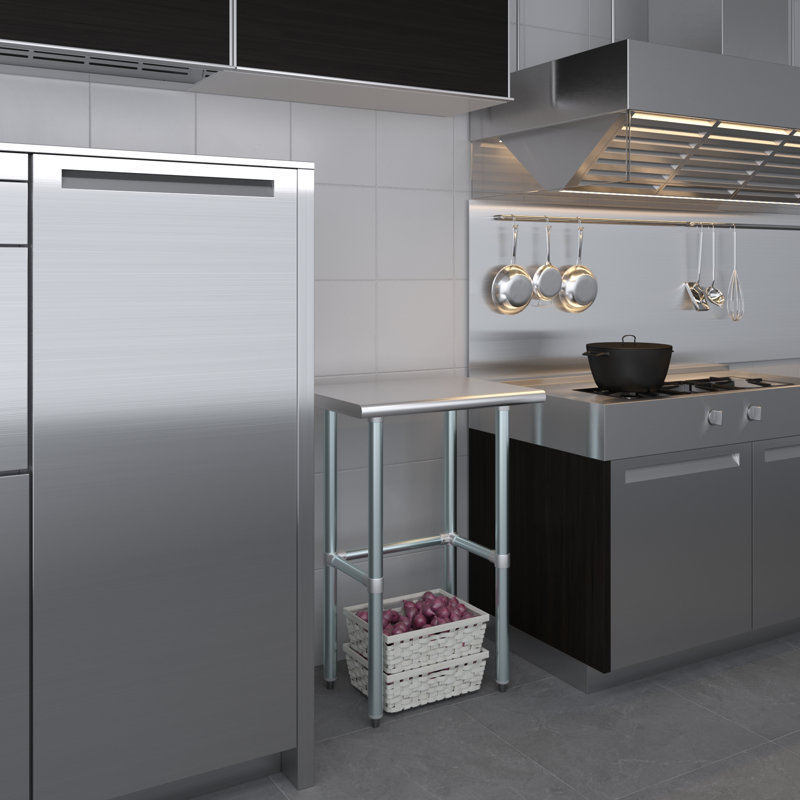 Table de travail en acier inoxydable, H 35 po x L 24 po x L 18 po
