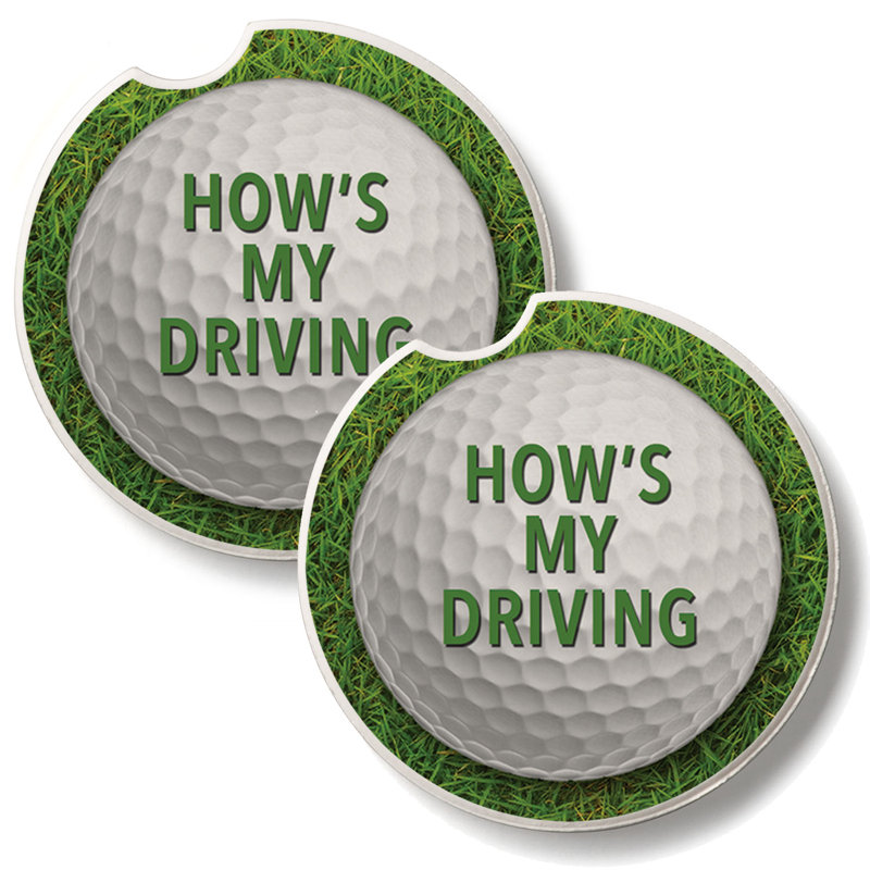 «How Is My Drive Golf», ensemble de 2 sous-verres en pierre