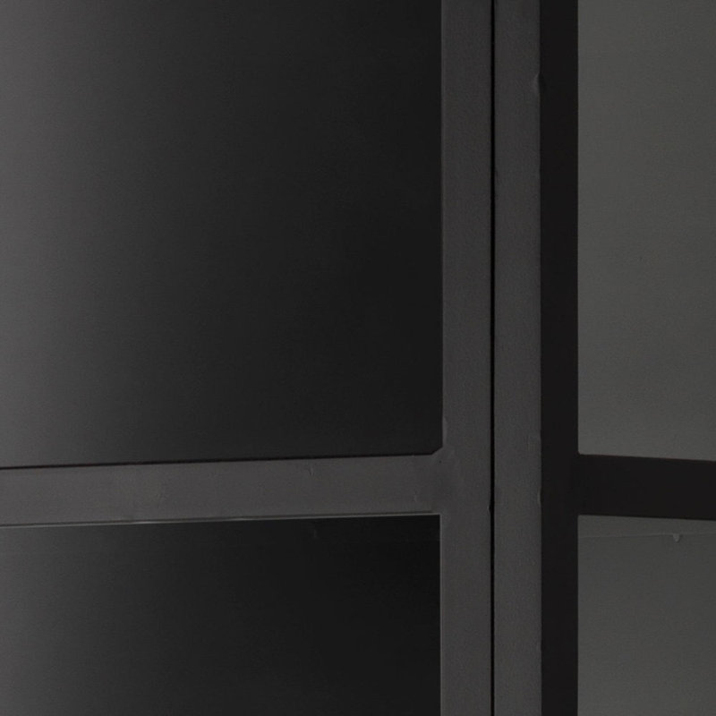 Union Tall Curio Cabinet In Black Iron & Clear Glass