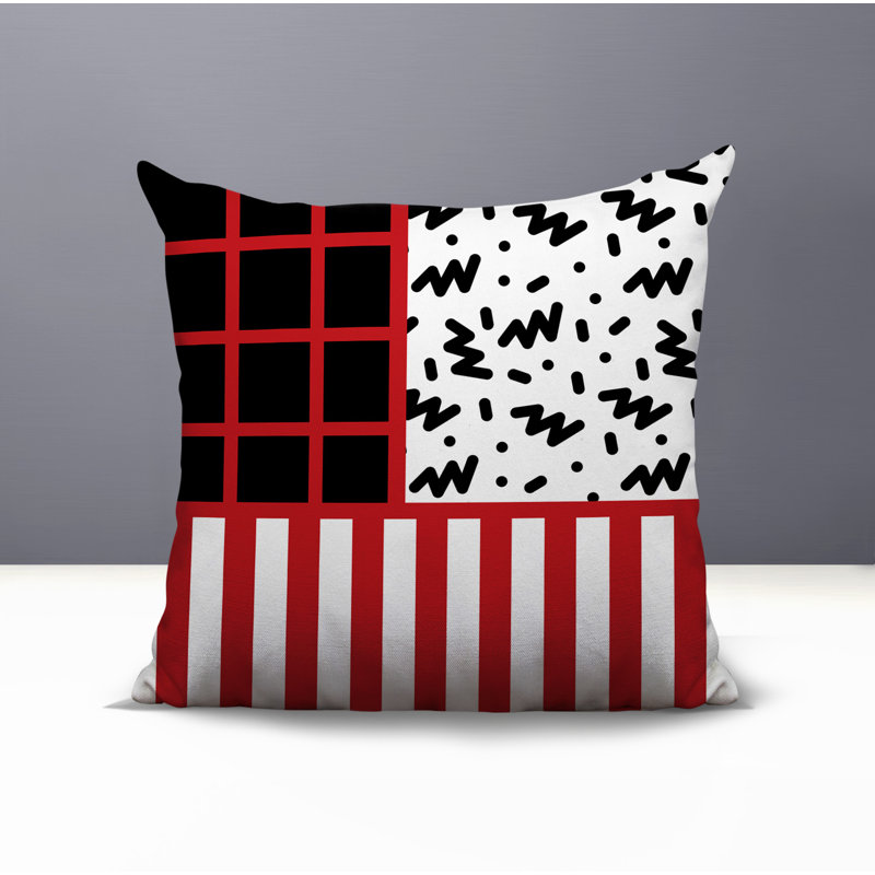 Oreiller carré réversible intérieur / extérieur Froza, Carré 18 po, Rouge