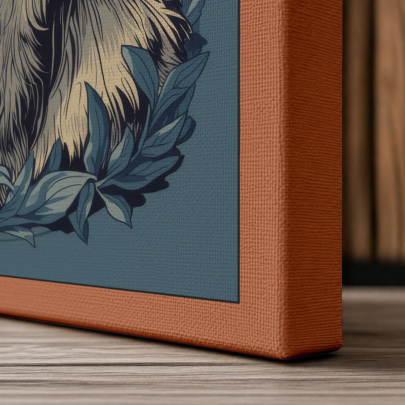 German Shepherd Study Japandi - Wrapped Canvas, 24x16 - 61.0 x 40.6 cm, Terracotta Border