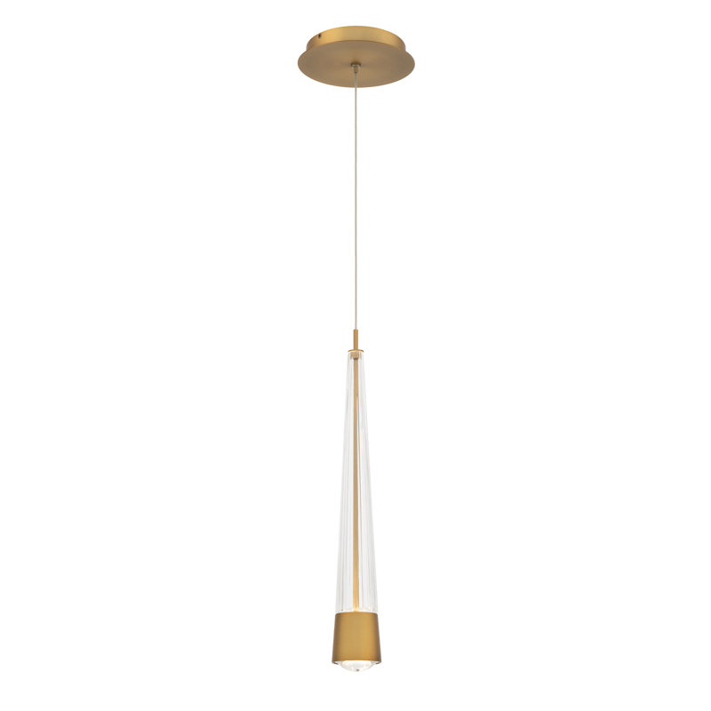 Luminaire suspendu 1 lumière DEL Quill, 3000 K, Laiton vieilli